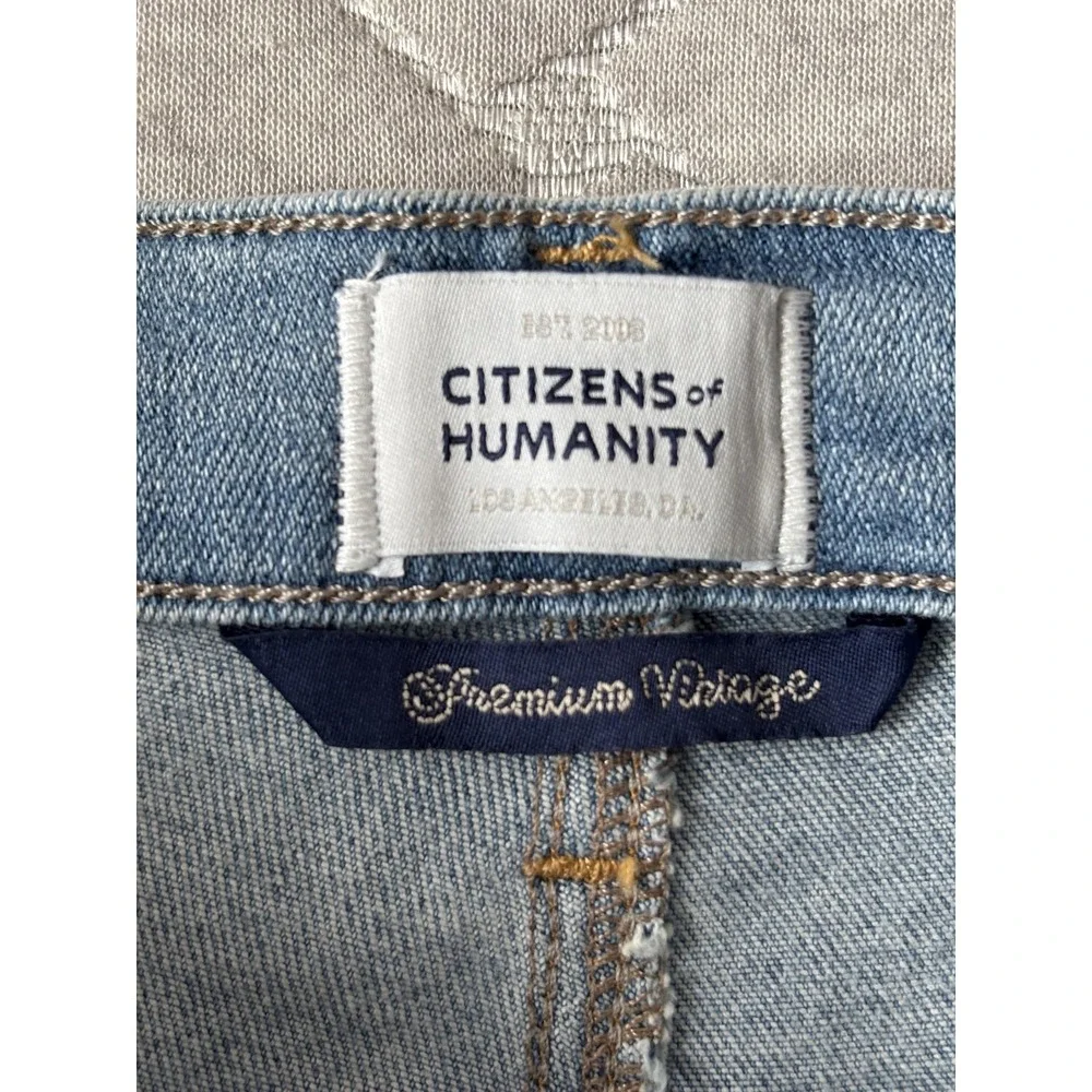 Citizens Of Humanity Palma Straight Jeans Womens 28 Light Wash High Rise Raw Hem